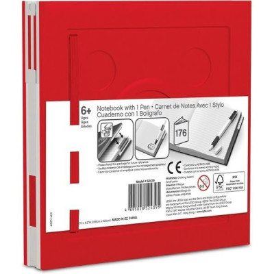 LEGO zápisník s gelovým perem jako klipem červený