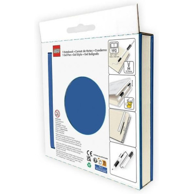 LEGO Zápisník s gelovým perem jako klipem a náhradní náplní - modrý