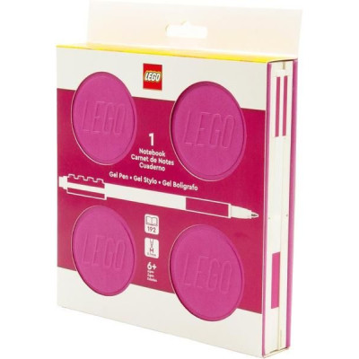 LEGO Zápisník s gelovým perem jako klipem a náhradní náplní - červený