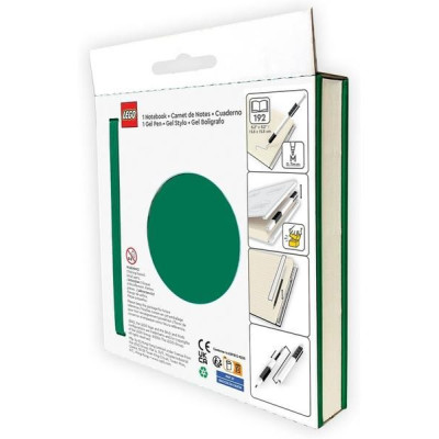 LEGO Zápisník s gelovým perem jako klipem a náhradní náplní - červený