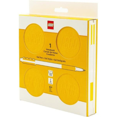 LEGO Zápisník s gelovým perem jako klipem a náhradní náplní - žlutý