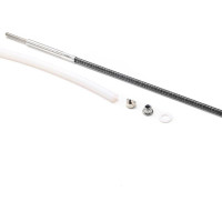 Alkatrész a Proboat Sonicwake 24 RC hajómodellhez: flexibilis tekercses tengely, sárgaréz csőbetét, hajtókar, alátét és anyák.