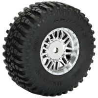 Komplett Pro-Line kerekek 1:14 Typhon GROM 4WD RC autómodellekhez. Méret ⌀70x27mm. A Diablo tárcsa króm (külső) és fekete (belső) színű. Flat Iron gumik. A vezetőkar 12 mm-es hatszögletű.