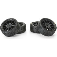 Komplett Pro-Line kerekek 1:18-as Typhon GROM 4WD RC autómodellekhez. Méret ⌀64x26mm. A Mach 10 tárcsa fekete. Vector gumik, M2 (közepes) keménységű gumik. A hajtókar 12 mm-es hatszögletű. Nyílt cellás habszivacs betét.