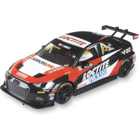 SCX Classic Audi RS3 LMS TCR Loctite pályaautó 1:32 méretarányban, világítással, SCX Classic analóg pályákhoz. Ha kiegészíted az SCX Advance A típusú - hosszú SCXE10405X200 átalakító készletet, az autót használhatod az Advance pályán is.