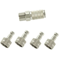 A Modelcraft G1/8"-os gyorscsatlakozó (5 darabos készlet) lehetővé teszi a pneumatikus szerszámok gyors csatlakoztatását és cseréjét a csatlakozók kicsavarása nélkül, ideális szabványos G1/8"-os BSP csatlakozókkal ellátott airbrush-okhoz. A csomag a következő gyorscsatlakozókat tartalmazza: 4 db G1/8"-os belső menettel és 1 db G1/8"-os külső menettel.