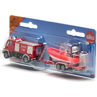 SIKU Blister - požární vozidlo Unimog s člunem