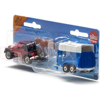 SIKU Blister - Terénní vůz s přívěsem a koněm