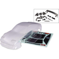 Nissan 240SX Traxxas karosszériák, átlátszó. Kivágott, festést és felületkezelést igényel. Modell kiegészítőkkel és rögzítőelemekkel együtt.