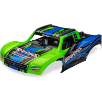 1:12-es Traxxas Mini Slash RC modellautó alkatrész: zöld Mini Slash karosszéria. Kész, festett és összeszerelt karosszéria, beleértve a beépített vezetőfülkét és a rögzítőkonzolt.