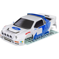 Traxxas karosszéria Ford RS200 fehér. Kész, festett és összeszerelt karosszéria ragasztott matricákkal. Tartalmazza a rögzítőelemeket, parabola lámpákat, oldalsó tükröket, küszöböket és szívónyílásokat.