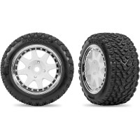 Komplett hátsó kerekek a Traxxas Mini Rally RC autómodellhez. 8 küllős 2,5"-os tárcsa krómozott gyűrűvel. Rally gumiabroncsok hátul (2 db). Méretek ø76x51mm. Vezetőkar - 12 mm-es hatszögletű menet.