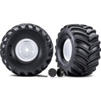 Traxxas X-Monster RC autómodellekhez való alkatrész: 8,3 x 4,4/3,4"-os fehér tárcsakerék (pár). A Terra Groove gumiabroncsok vázában egy könnyű öv található, amely megakadályozza a gumik kidudorodását nagy sebességnél.