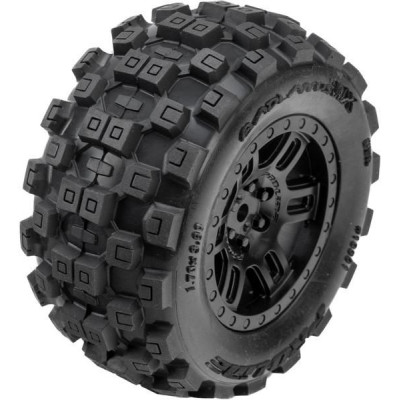 Pro-Line kerék 1:16, Badlands gumik, fekete tárcsa H12mm (2): Arrma Mini Kraton