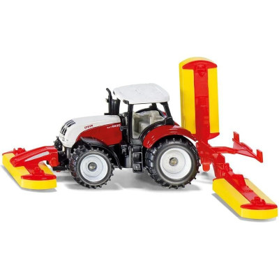 SIKU Blister - Steyr traktor fűnyíró tartozékokkal