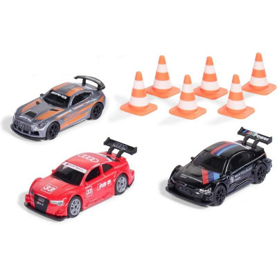 SIKU Super - versenyautók kúpokkal (3 db-os készlet)