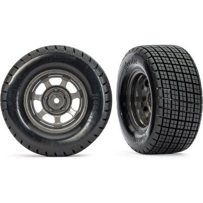 Traxxas felni 2.2/3.0", szürke tárcsa, dirt ovális, Hoosier gumikkal (2) (2WD elöl)