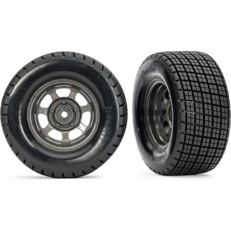 Traxxas felni 2.2/3.0", szürke tárcsa, dirt ovális, Hoosier gumikkal (2) (2WD elöl)