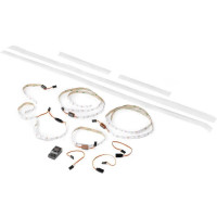 Spektrum LED világításkészlet vezérlőegységgel, az E-flite Conscendo 2.0m repülőgép RC modelljéhez. Színek és módok váltása gombokkal vagy szabad csatornán keresztül. A készlet tartalmaz LED szalagokat a törzshöz, a szárnyakhoz és a magassági kormányokhoz. Piros és zöld helyzetjelző LED-ek a szárny végein.