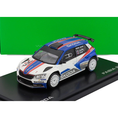 ABREX ŠKODA FABIA III R5 ŠKODA MOTORSPORT DESIGN CS N 0 RALLY 2015 JAN KOPECKY - PAVEL DRESLER - WHITE BLUE 1/43