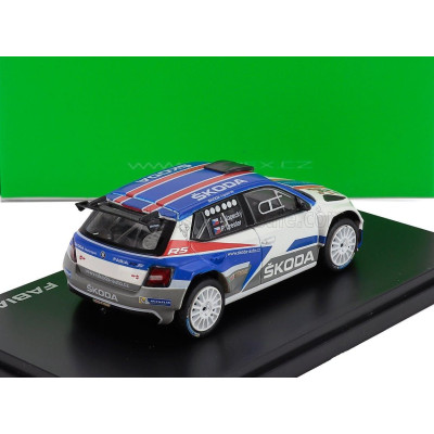 ABREX ŠKODA FABIA III R5 ŠKODA MOTORSPORT DESIGN CS N 0 RALLY 2015 JAN KOPECKY - PAVEL DRESLER - WHITE BLUE 1/43