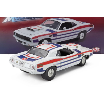 ACME MODELS PLYMOUTH HEMI CUDA COUPE 1970 - WHITE RED BLUE 1/18
