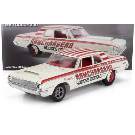 ACME MODELS DODGE 330 RAMCHARGERS STOCK ELIMINATOR 1964 - WHITE RED 1/18