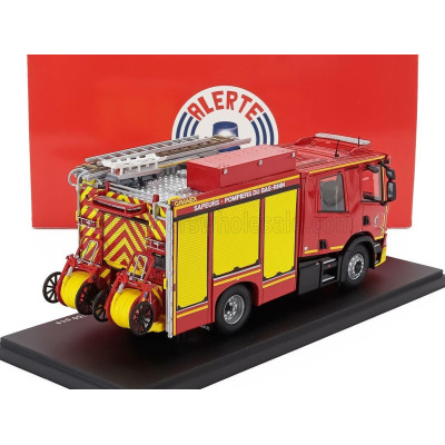 ALERTE SCANIA P280 TANKER TRUCK DOUBLE CABINE GIMAEX FPTSR SDIS 67 SAPEURS POMPIERS DE DU BAS-RHIN 2009 - RED YELLOW 1/43