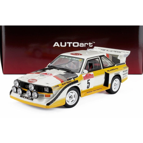 AUTOART AUDI QUATTRO SPORT E2 S1 (night version) N 5 WINNER RALLY SANREMO 1985 W.ROHRL - C.GEISTDORFER - YELLOW WHITE RED 1/18