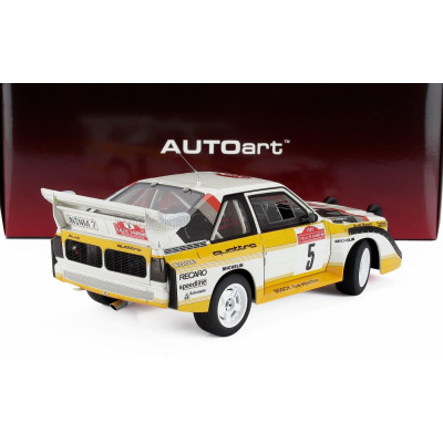 AUTOART AUDI QUATTRO SPORT E2 S1 (night version) N 5 WINNER RALLY SANREMO 1985 W.ROHRL - C.GEISTDORFER - YELLOW WHITE RED 1/18