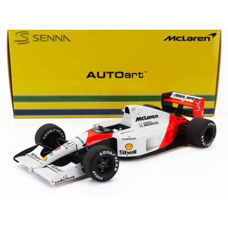 AUTOART McLAREN F1  MP4/6 HONDA N 1 WORLD CHAMPION 2nd JAPAN GP AYRTON SENNA 1991 - WITH McLAREN LOGO - RED WHITE 1/18
