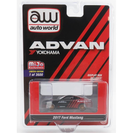 AUTOWORLD FORD USA MUSTANG COUPE ADVAN 2017 - BLACK RED 1/64