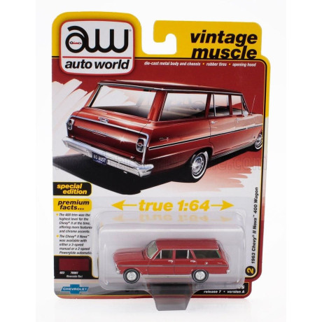 AUTOWORLD CHEVROLET NOVA II SW STATION WAGON 1965 - RED 1/64