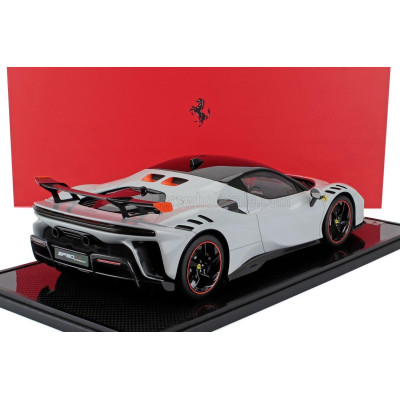 BBR MODELS FERRARI SF90 XX STRADALE 2024 - CON VETRINA - WITH SHOWCASE - BIANCO ARTICO - WHITE MET ORANGE BLACK 1/12