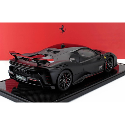 BBR MODELS FERRARI SF90 XX STRADALE N 16 PERSONAL CAR CHARLES LECLERC 2024 - CON VETRINA - WITH SHOWCASE - MATT BLACK RED 1/12