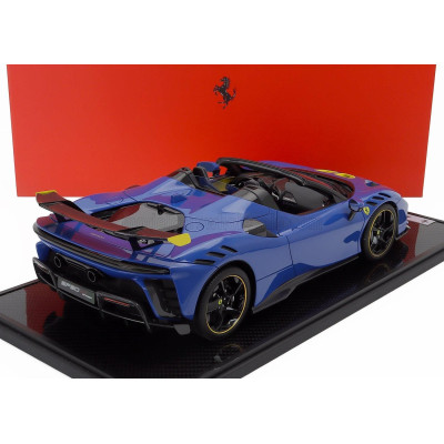 BBR MODELS FERRARI SF90 XX STRADALE SPIDER 2024 - CON VETRINA - WITH SHOWCASE - AZZURRO DINO - BLUE BLACK YELLOW 1/12