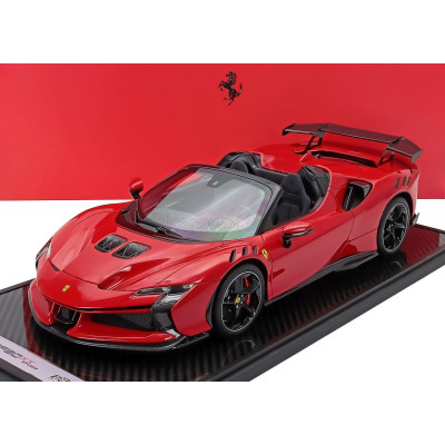 BBR MODELS FERRARI SF90 XX STRADALE SPIDER 2024 - CON VETRINA - WITH SHOWCASE - ROSSO CORSA - RED BLACK 1/12