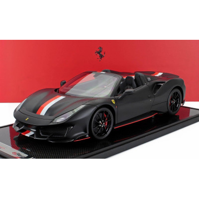 BBR MODELS FERRARI 488 PISTA SPIDER N 16 PERSONAL CAR CHARLES LECLERC 2024 - CON VETRINA - WITH SHOWCASE - MATT BLACK 1/12