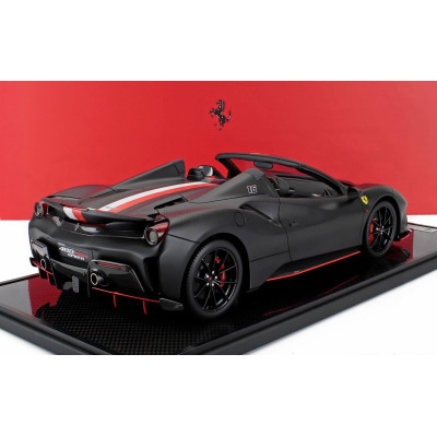 BBR MODELS FERRARI 488 PISTA SPIDER N 16 PERSONAL CAR CHARLES LECLERC 2024 - CON VETRINA - WITH SHOWCASE - MATT BLACK 1/12