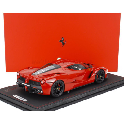 BBR MODELS FERRARI LAFERRARI 2013 - BLACK RIMS - CON VETRINA - WITH SHOWCASE - ROSSO CORSA RED 1/18