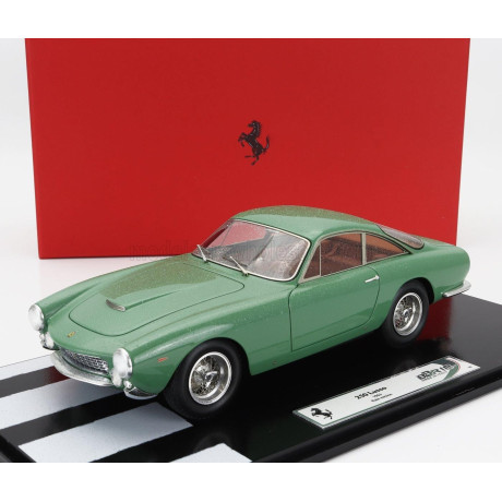 BBR MODELS FERRARI 250 LUSSO COUPE RAIN VERSION 1963 - CON VETRINA - WITH SHOWCASE - MATT GREEN 1/18