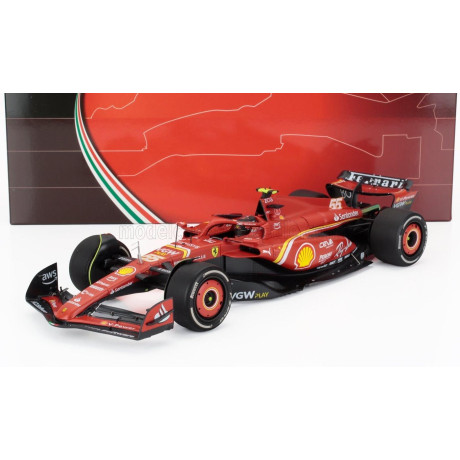 BBR MODELS FERRARI F1 SF-24 TEAM SCUDERIA FERRARI N 55 WINNER AUSTRALIAN GP 2024 CARLOS SAINZ - POLYFOAM PACKAGING - RED BLACK 1