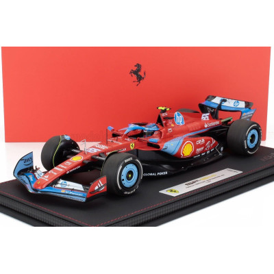 BBR MODELS FERRARI F1  SF-24 TEAM SCUDERIA FERRARI N 55 5th MIAMI GP 2024 CARLOS SAINZ - CON VETRINA - WITH SHOWCASE - RED LIGHT