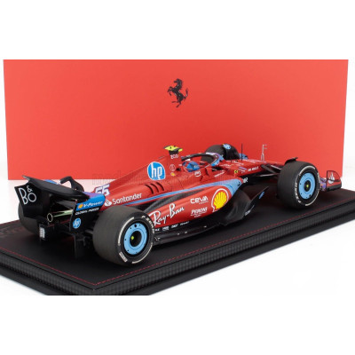 BBR MODELS FERRARI F1  SF-24 TEAM SCUDERIA FERRARI N 55 5th MIAMI GP 2024 CARLOS SAINZ - CON VETRINA - WITH SHOWCASE - RED LIGHT