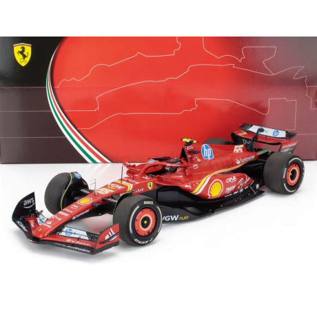 BBR MODELS FERRARI F1  SF-24 TEAM SCUDERIA FERRARI N 55 3rd MONACO GP 2024 CARLOS SAINZ - POLYFOAM PACKAGING - RED BLACK 1/18