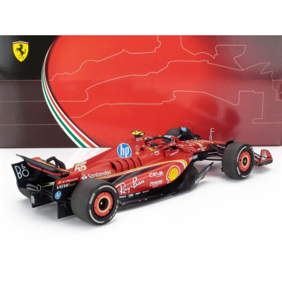 BBR MODELS FERRARI F1  SF-24 TEAM SCUDERIA FERRARI N 55 3rd MONACO GP 2024 CARLOS SAINZ - POLYFOAM PACKAGING - RED BLACK 1/18