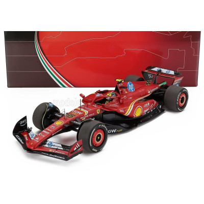 BBR MODELS FERRARI F1  SF-24 TEAM SCUDERIA FERRARI N 55 MONZA ITALY GP 2024 CARLOS SAINZ - POLYFOAM PACKAGING - RED BLACK 1/18
