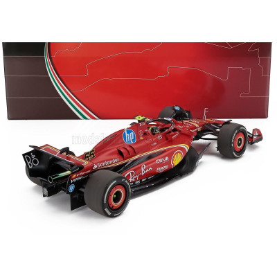 BBR MODELS FERRARI F1  SF-24 TEAM SCUDERIA FERRARI N 55 MONZA ITALY GP 2024 CARLOS SAINZ - POLYFOAM PACKAGING - RED BLACK 1/18