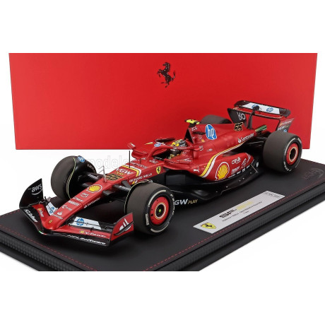 BBR MODELS FERRARI F1  SF-24 TEAM SCUDERIA FERRARI N 55 MONZA ITALY GP 2024 CARLOS SAINZ - CON VETRINA - WITH SHOWCASE - RED BLA