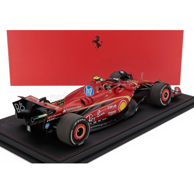 BBR MODELS FERRARI F1  SF-24 TEAM SCUDERIA FERRARI N 55 MONZA ITALY GP 2024 CARLOS SAINZ - CON VETRINA - WITH SHOWCASE - RED BLA